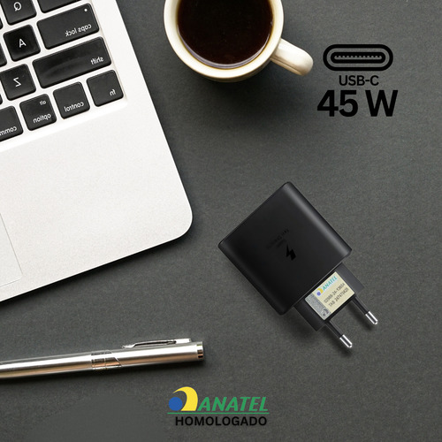 Carregador Fonte Turbo 45w Para Samsung Com Cabo Super Fast Cor Preto Lojas Casa