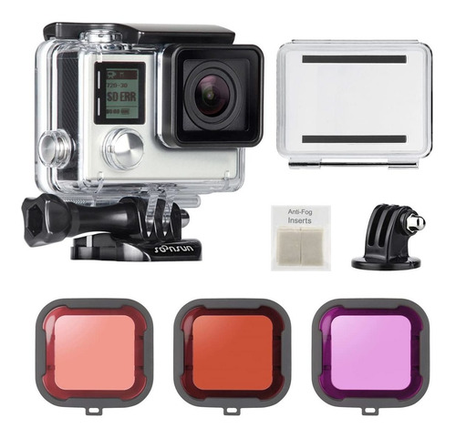 Soonsun Carcasa Impermeable Filtro Buceo Para Gopro Hero 3 4