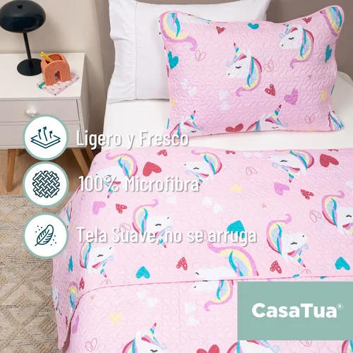 Cubrelecho Edredon Sencillo Estampado Ni a Ni o Funda Color
