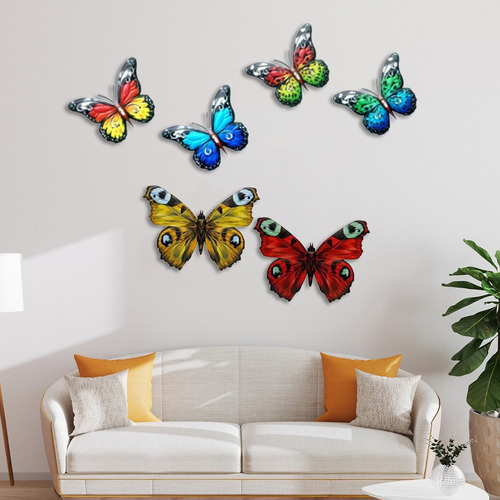 Paquete De 6 Mariposas Grandes De Metal/mariposa - Jardín