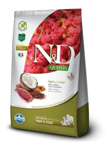 Alimento Natural & Delicious Quinoa Skin & Coat para perro adulto todos los tamaños sabor pato en bolsa de 10.1kg