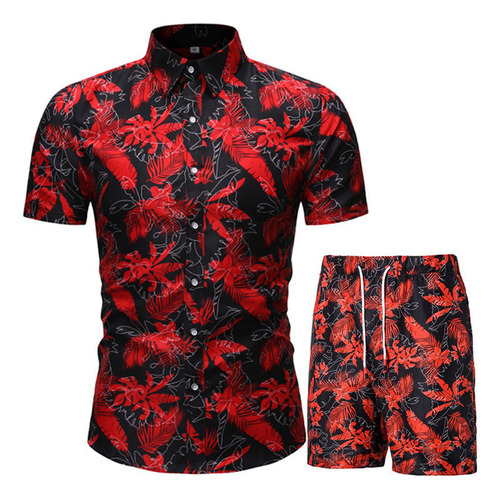 Conjunto De Playera Camisa Manga Corta Y Short Hawaianos