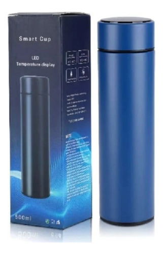 Termo Botella Digital Acero Inoxidable 500ml Con Termómetro Color Azul
