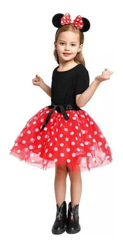 Vestido Bebé Niña Diseño Minnie Con Cintillo Vestido Tutú