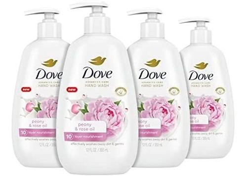 Jabón Para Manos Dove Advanced Care Peony & Rose Oil, 4 Unid