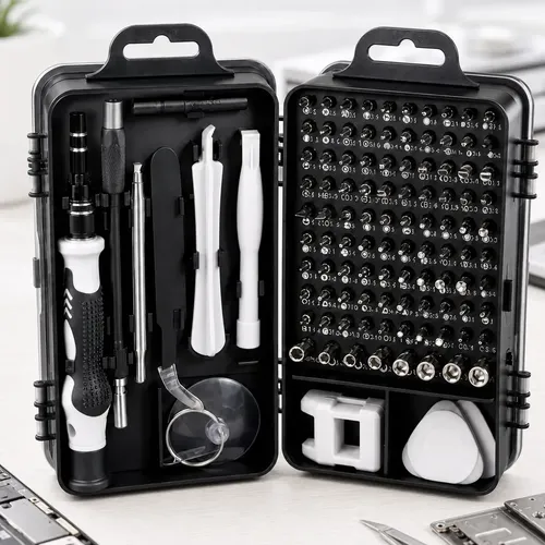 Kit Chaves De Precisao 115 Pecas Magnetico Com Pontas Cruzada Fenda Estrela E Y Extensores E Estojo Para Celular Notebook Computador Tablet E Eletronicos Hardline