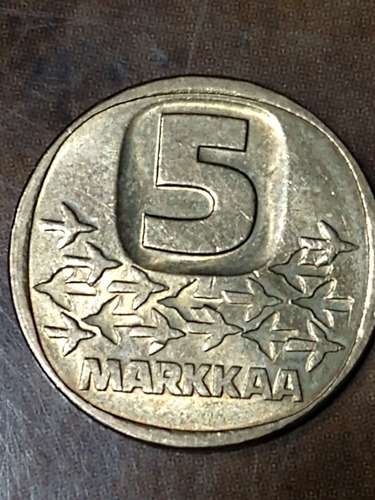 Moneda Finlandia 5 Markkaa,año 1989