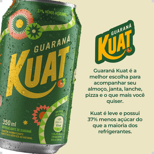 Refrigerante De Guaraná Kuat 350ml Lata Pack Com 6un