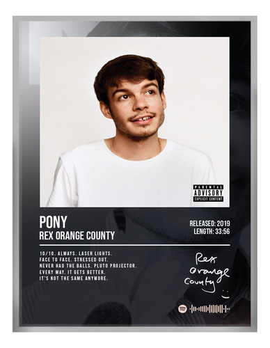Poster Rex Orange County Pony Music Firma 120x80