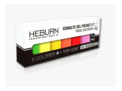 Heburn Set X7 Esmalte Gel Pocket 05 Color Uñas Manicuría