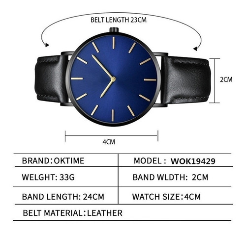 Relogio Slim Ultra Fino Top De Linha Elegante Pulseira De Couro Mecanismo Japonês Estojo Box De Brinde