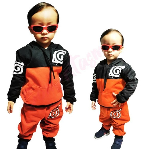 Imagen 2 de 4 de Conjunto Pans Y Sudadera Con Gorro Naruto Naranja Akatsumi