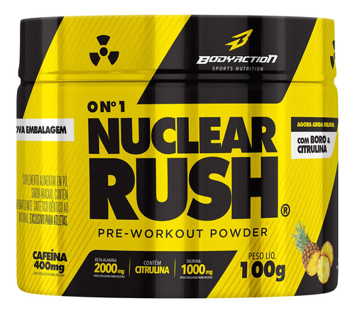 Nuclear Rush 100g - Pré Treino 2g Beta Alanina - Bodyaction