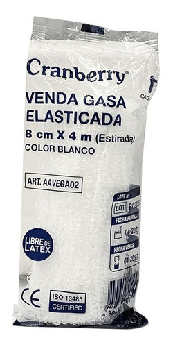 Imagen 4 de 7 de Venda Gasa Elasticada 8cm X 4m Blanco Cranberry 20 Unds