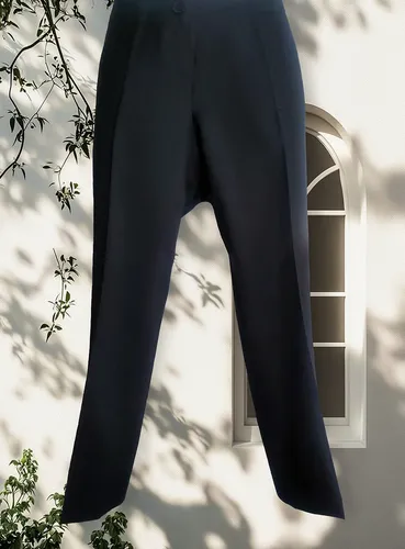 Pantalón Negro, En Crepe, Recto, Dama, Clásico. T.s/m.