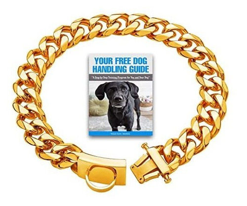 Doscan Boss Hound Cubano Enlace Perro Collar Oro 9tnb6