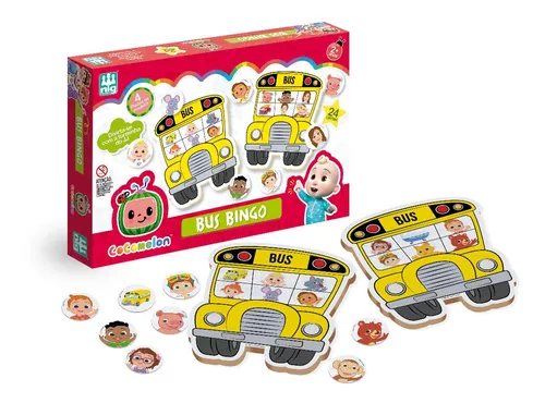 Jogo Bus Bingo Infantil Cocomelon Ônibus Peças Em Madeira Nf