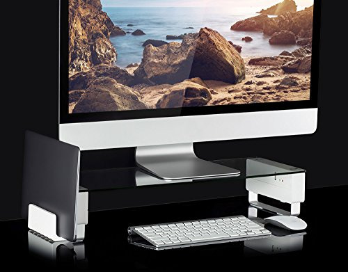 Soporte De Monitor De Vidrio Mount-it! Con 3 Puertos Usb |