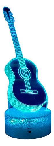 Lámpara 3d Diseño De Guitarra Acustica Base Agrietada