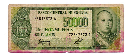 Bolivia Billete 50000 Pesos Bolivianos Año 1984 P#170