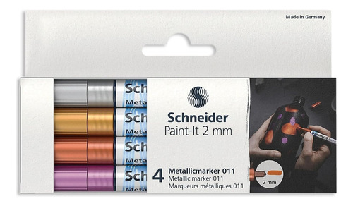 Rotuladores Schneider Paint-it 011 Metálicos, 2 Mm, X4, (ml