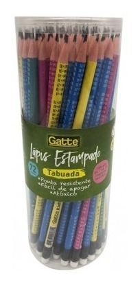 Lapis De Escrever Com Tabuada - 72 Unidades - Com Borracha
