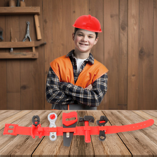 Brinquedo Kit De Ferramentas Infantil Cinto Capacete 9 Peças