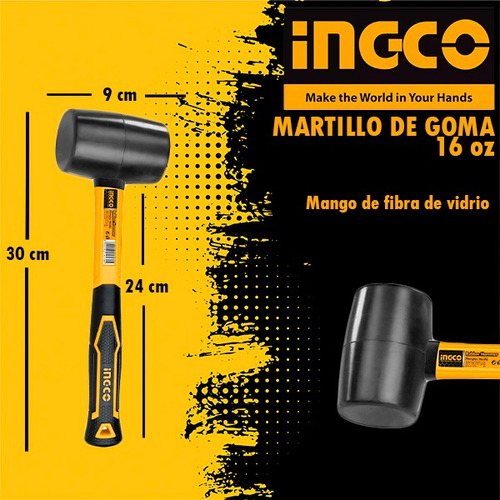 Martillo Maso De Goma 220gr Ingco Hruh8208 -smf