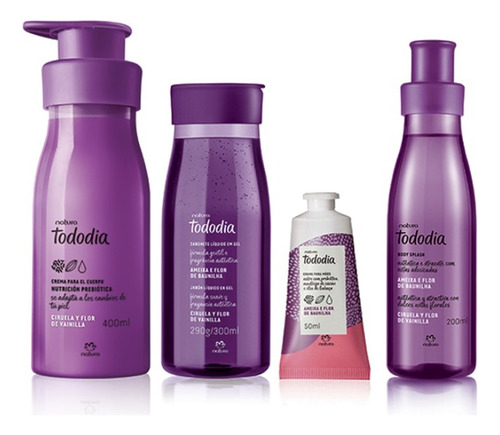 Natura Kit Ciruela Y Flor De Vainilla Cr Cuerpo+manos+jabon+splash