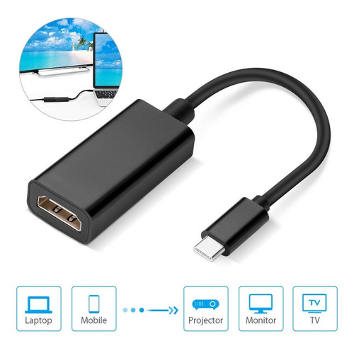 Adaptador Hdmi Para Galaxy Huawei Mate10 P10 P20 Pro Usb 3.1