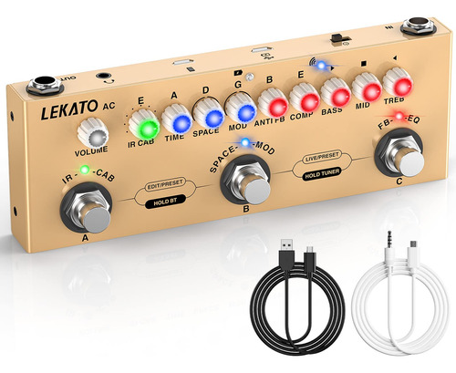 Lekato Pedal De Mltiples Efectos Para Guitarra Acstica, Con