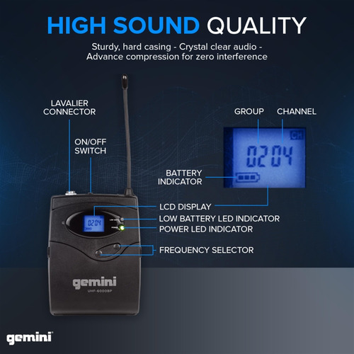 Micrófono Lavalier Inalámbrico Uhf-6100hl Sonido Preciso