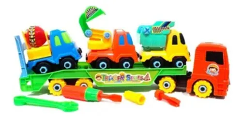 Camion Construccion Remolque Juguete Con 3 Autos