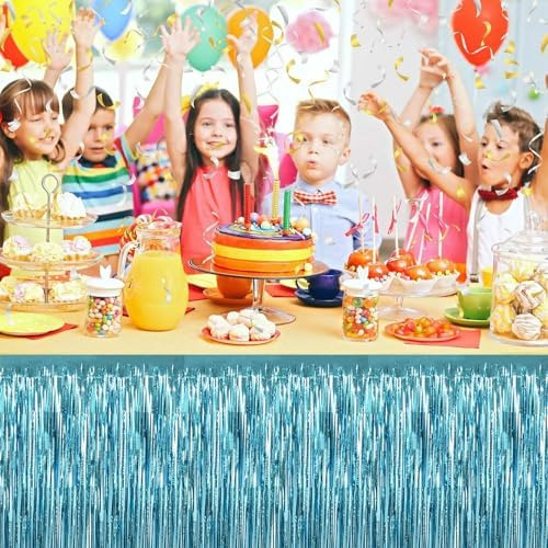 2 Paquetes De Falda De Mesa Con Flecos De Papel De Aluminio
