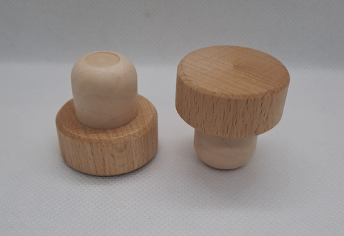Tapon De Madera Con Corcho Sintetico Para Botella 20 Pzs