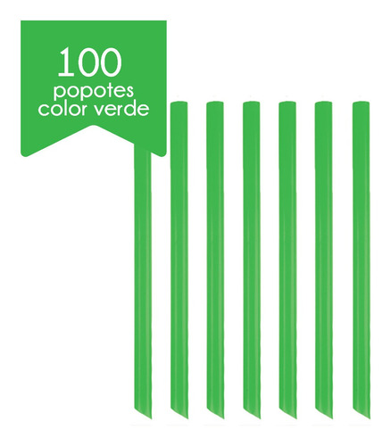 100 Popotes Para Tapioca Biodegradable A Base De Planta Color Verde