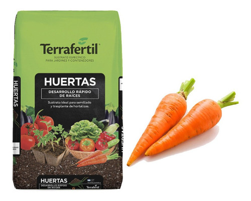 Sustrato Huertas Terrafertil 50lts Con Semillas De Zanahoria