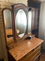 Comprar Cómoda Roble Con Espejos Biselados Y Tapa Mármol Marrón