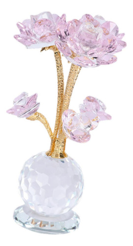 Lotus Flower Figurine Desk Ornamento De Arte De Vidrio Rosa