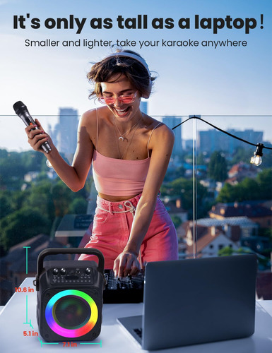 Máquina De Karaoke Con Dos Micrófonos Inalámbricos, ...
