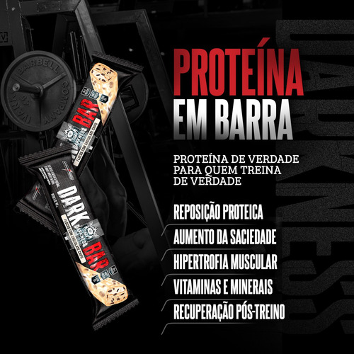 Dark Bar Flocos Choc Chips 8un Darkness - Snack Proteico Saudável, Rico Em Fibras E Energia Para O Dia A Dia