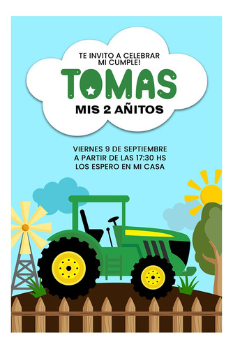 Tractor Tarjeta Invitación Digital Imprimible Whatsapp