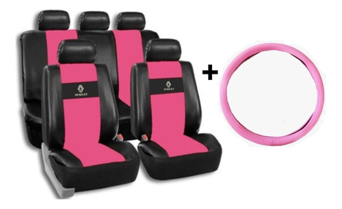 Funda Cubre Asiento Rosa Y Cubvol Rosa Clio Kangoo Logan