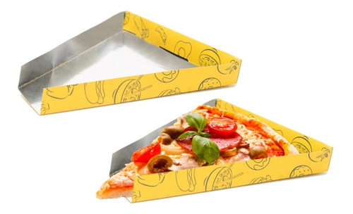  Embalagem Metalizada Pedaço Triangulo Pega Pizza  100un  