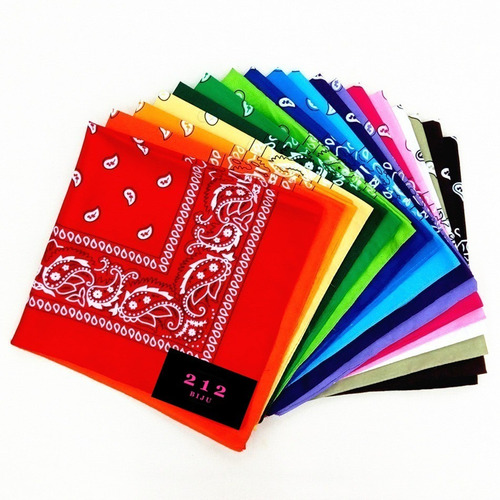 Kit 12 Bandanas Lenço Cor Preto Azul Branco Vermelho Rosa