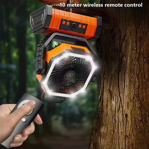 Ventilador De Camping Recargable De 20000 Mah Con Luz Led,