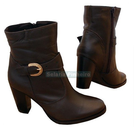 Bota Beretta Em Couro Para Madame Marrom Oferta + Frete Pago - R$ 190,00 em Mercado Livre