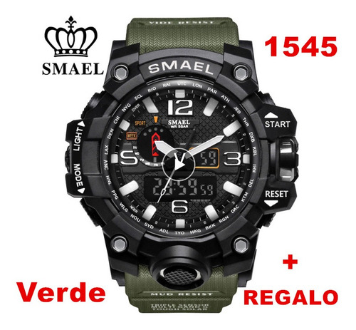 Reloj Militar Smael 1545 Verde S Shock Táctico Sumergible