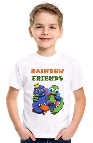 Rainbow Friends / Remera Niño/a Unisex Blanca