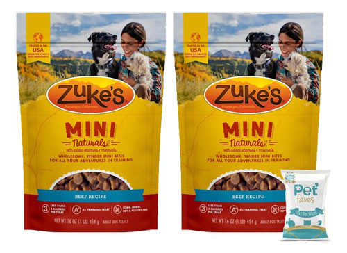 (2 Pack) Zuke Mini Naturals Dog Treats Beef 16oz (1 Lb) With